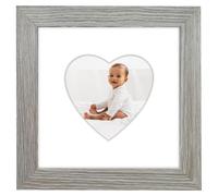 Cornice per foto Americanflat 4x4 con passepartout a forma di cuore in legno galleggiante - Utilizzabile come cornice per foto 6x6 senza passepar