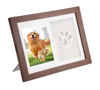 Cornice per Foto Animali per Gatti o Cani, Impronta Zampa Cane, kit per Impronte di Zampe con Cornice 14 x 10 cm, Argilla e Bastoncino di Legno, per Adatto agli Amanti degli Animali e ai Neogenitori