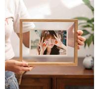 Cornice per foto, Cornice for foto, cornice in vetro flottante bifacciale in acrilico con MDF multicolore in diverse dimensioni(Original Wood Color,8-Inch [15.1 * 20.3cm])