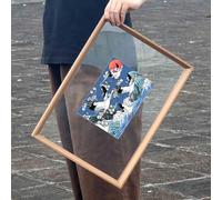 Cornice per foto, Cornici for foto ritratto, cornice for foto galleggiante bifacciale in legno e vetro acrilico, 3 metodi di montaggio, multicolore, diverse dimensioni(Light Walnut,A4 [23 * 33.1cm])