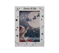 Cornice Per Foto Di Natale Con Babbo Natale E Me 4' X 6' Bianca E Argentata
