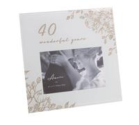 Cornice Per Foto Grigia In Vetro 6'X4' - Glitter / Parole - 40 Anni Insieme