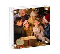 Cornice per foto in acrilico 15x15 cm, cornice per foto trasparente bifacciale senza cornice con display magnetico da tavolo in acrilico, cornice in lucite con confezione regalo - 1 confezione