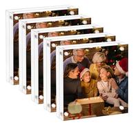 Cornice per foto in acrilico 20x20 cm, cornice per foto trasparente bifacciale senza cornice con display magnetico da tavolo in acrilico, cornice in lucite con confezione regalo, Confezione da 5