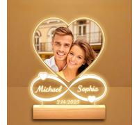 Cornice per foto in acrilico personalizzata con luce notturna, cornice per foto personalizzabile per coppie, familiari e amici, regalo per anniversari, compleanni e occasioni speciali