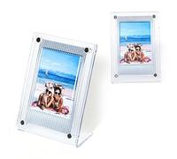 Cornice per Foto in Acrilico Trasparente, Cornice per Foto da Tavolo a Forma di L Cornice Magnetica Universale per Foto da 3 Pollici Schede di Film (Trasparente (motivo a onde))