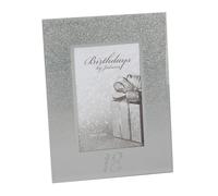Cornice Per Foto In Argento Glitter E Specchio 4"X6" Con Numero - Scegli Design