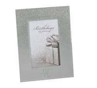 Cornice Per Foto In Argento Glitter E Specchio 4"X6" Con Numero - Scegli Design