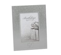 Cornice Per Foto In Argento Glitter E Specchio 4"X6" Con Numero - Scegli Design