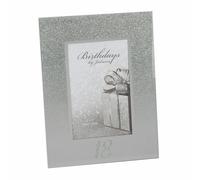 Cornice Per Foto In Argento Glitter E Specchio 4'x6' Con Numero - 18° Compleanno