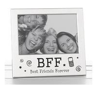 Cornice per Foto in Argento Satinato con Scritta in Inglese “BFF Best Friends Forever”, con Finitura in Argento Satinato