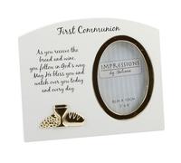 Cornice Per Foto In MDF Bianco Oro Per Prima Comunione “3x4 FW64534