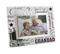 Cornice Per Foto In Vetro 6 X 4 Con Vetro Specchiato E Lettere Glitter - Nonno