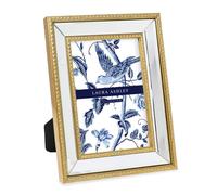 Cornice per foto Laura Ashley 5x7 con specchio dorato e perline, cornice classica con specchio e bordo perline, montaggio a parete, ideale per es