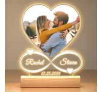 Cornice per foto personalizzata con luce notturna, cornici personalizzate, placca acrilica personalizzata per anniversario, compleanno, regalo per donne, uomini, lei, mamma, papà, famiglia, animali
