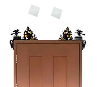 Cornice per Halloween Doоr - 23 x 19,5 cm Wood Witch Castle | 25,7 x 12,5 cm cimitero | per porta | serratura a | decorazioni per finestre in legno di Halloween che hanno punti