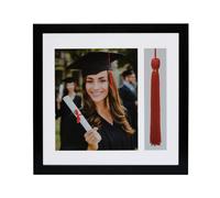 Cornice per laurea Americanflat 13x13 in nero con 2 passepartout - Utilizzabile come cornice per foto 8x10 e porta nappe - Cornice quadrata con v