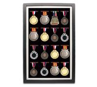 Cornice per medaglie, espositore per 16 medaglie, perfetta per corridori, maratona, vincitore RECE, calcio, ginnastica e tutti gli sport (nero)