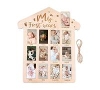 Cornice per neonato - Banner fotografico per primo compleanno su tavola di legno,Cornice da viaggio per neonato fino a 12 mesi, decorazioni per la cameretta per neonato bambina