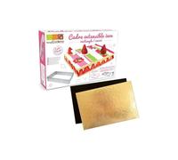 Cornice per pasticceria estensibile rettangolare + 5 supporti per torta