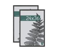 Cornice per Poster Cinematografici MCS Studio Gallery 61,0 x 91,4 cm, Aspetto Legno Nero, Legno MDF, Fissaggio a Parete Verticale e Orizzontale, Grande Cornice di Film e Opere d'Arte (Confezione da 2)