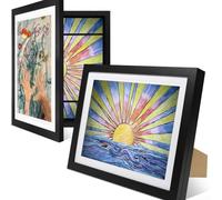 Cornice per progetti artistici per bambini, con elegante tonalità in legno e dimensioni compatte, adatta per più luoghi interni (nero)