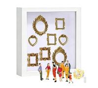 Cornice per scatola ombra | Scatola con silhouette mini museo fai-da-te | Kit cornice per museo in miniatura con luce, mini cornici dorate e figurine | Vetrina per foto per matrimoni