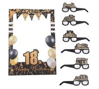 Cornice per Selfie Compleanno 18 21 Anni, in Carta | Accessori per Feste a Tema, Kit con Occhiali e Cornice, per Foto di Gruppo, Stile Raffinato