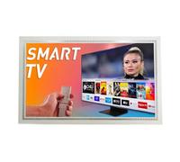 Cornice per Smart TV da Parete, Bianco e Argento, Design Moderno, Larghezza Asta 8 cm, TVCapriBA (da 51 a 65 pollici)