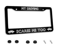 Cornice per targa personalizzata in acciaio inossidabile ""La mia guida mi spaventa anch'io"", accessorio decorativo per targa auto, 2 fori e viti,