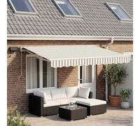 Cornice per Tenda Manuale con LED 4 × 3,5 m | Poliestere con rivestimento PU, telaio in alluminio, luce calda, per giardino e terrazzo