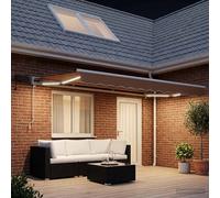 vidaXL Porta Tende da Sole Manuale con Sabbia LED 4 × 3 m, Parasole da Giardino e Terrazza, Tendone Manuale Moderno con Illuminazione a LED, Protezione Regolabile