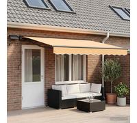 vidaXL Cornice per Tenda Manuale con LED Sabbia 5 × 3,5 m, Tenda da giardino e awning per terrazza, parasole moderno con luci LED, protezione regolabile e resistente agli agenti atmosferici