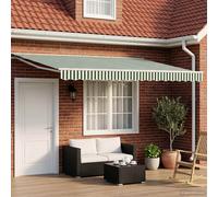 vidaXL Cornice per tenda manuale 5 x 3 m con LED verde e bianco, tenda sole regolabile