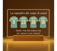 Cornice Personalizzata con Nomi - Idea Regalo Festa del Papà - Cornice Famiglia Calcio con Base in Legno - Regalo Originale per Papà o Nonno