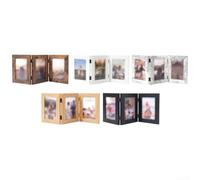 Cornice pieghevole a 3 sezioni con design a cerniera per disposizione multi-foto e capacità di archiviazione piatta quando non utilizzata (colore legno)