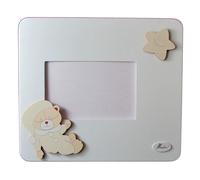 CORNICE PORTA FOTO ORIZZONTALE IN LEGNO CON ORSO BEIGE