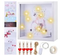 cornice portafoto 3D 8 in 1 da riempire: 9 sfondi, salvadanaio, cornice profonda con luce, illuminata, per matrimoni, battesimi, viaggi, compleanno