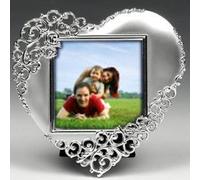 Cornice portafoto a forma di cuore argentata - matrimoni, anniversari, accessori per la casa, regalo romantico, elegante e di classe
