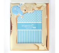 CORNICE PORTAFOTO ARGENTO PVD cm25x20 BIMBO BAMBINO ORSETTO FOTO cm18x13