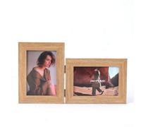 Cornice portafoto bifacciale con cerniera pieghevole per stampe da 15,2 cm, materiale composito con venature del legno, decorazione per camera da letto e soggiorno (A)