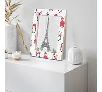 Cornice portafoto con pinguini in legno massello, 8 x 10 cm, per decorazione da parete e da tavolo, con ganci preinstallati