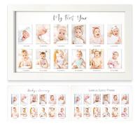 Cornice portafoto con scritta "My First Year", cornice per foto di 12 mesi, per neonata, regalo per baby shower, ricordo mensile per un anno di compleanno, per il primo asilo (Alpine White)