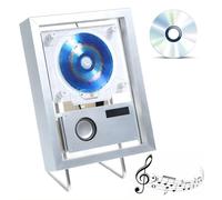 Cornice portafoto decorativa a tema musicale, lettore CD con cornice musicale da parete, elegante dispositivo audio decorativo, adatto per uso domestico e commerciale in interni.(Silver)