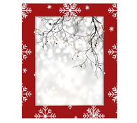 Cornice portafoto ecologica in legno e acrilico, 28 x 35,5 cm, pannello HD resistente ai graffi, per scrivania/parete, doppio uso, stampa digitale con fiocchi di neve rossi natalizi