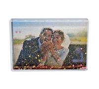 Adventa Cornice portafoto glitterata in acrilico trasparente, 10 x 15 cm, coriandoli (oro rosa), ideale come regalo personalizzato o decorazione per la casa