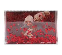 Cornice portafoto Glitterata, in Acrilico, Contiene 10 x 15 cm, Trasparente, Senza Cornice, con Cuori Glitterati (Rosso) - Regalo Personalizzato Ideale per la Festa del papà