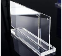 Cornice portafoto in acrilico trasparente a forma di T con base, cornice magnetica orizzontale da 10,2 x 15,2 cm, double face, per ritratti di nozze, menù, pubblicità