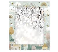 Cornice portafoto in legno, 28 x 35,6 cm, supporto da tavolo e da parete, cornice astratta con albero dei cartoni animati, scena arcobaleno della città