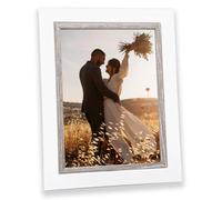 Cornice Portafoto in Legno Bianca e Grigio - Moderna e Elegante - Perfetta per Foto da Tavolo o da Parete, Dimensioni 13x18 cm - Ideale per Matrimonio, Famiglia, e Ricordi Speciali (modello 1, 13x18)